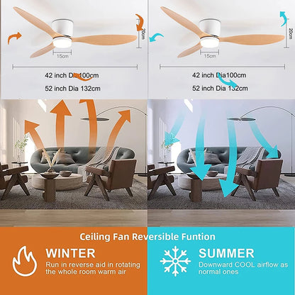 Ventilateur de plafond Été/Hiver 6 Vitesses - LED 3 Couleurs | NALO