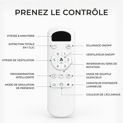 Ventilateur de Plafond en Bois 132 cm - Éclairage LED Dimmable | KOVA