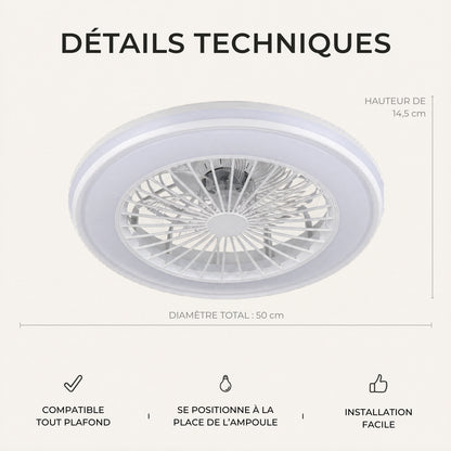 Ventilateur de plafond Connecté - LED RGB & Haut-Parleur Intégré | LOVA