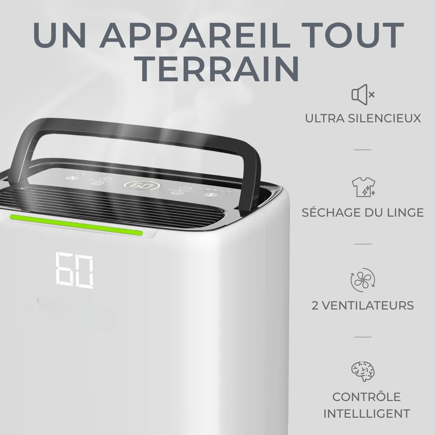 Déshumidificateur d'Air Silencieux et Électrique PRO - Chambre & Maison