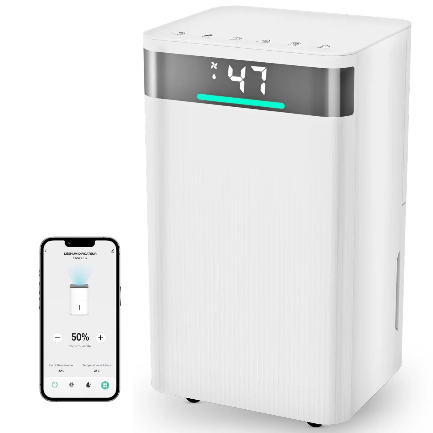 Déshumidificateur 2 en 1 WiFi Connecté - Déshumidificateur et Purificateur d'Air - Easy Dry - Delair