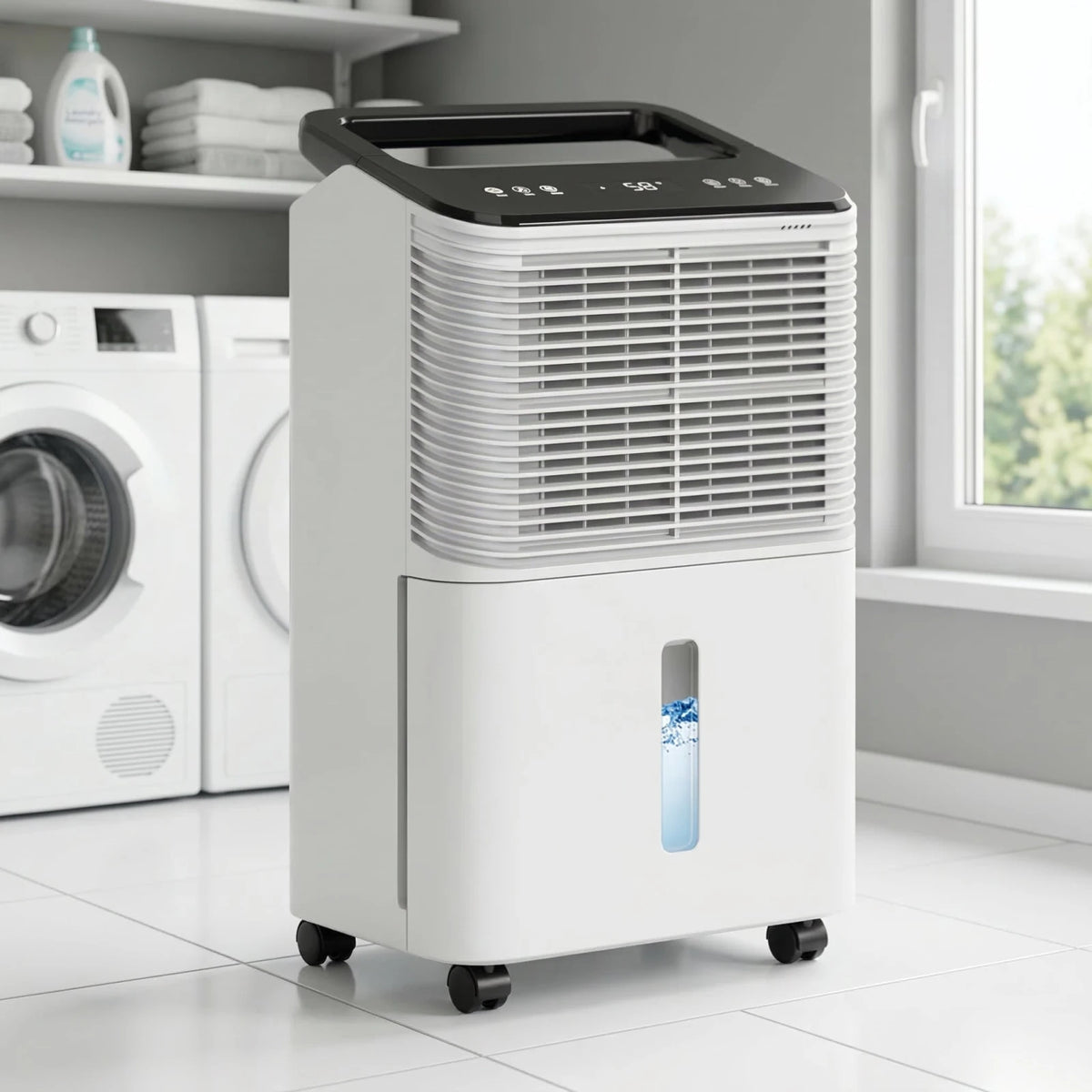 Déshumidificateur à Compresseur 16L/Jour R290 – Jusqu'à 60m² – Indicateur Couleur, Minuterie 24H, Mode Nuit 30dB - Delair