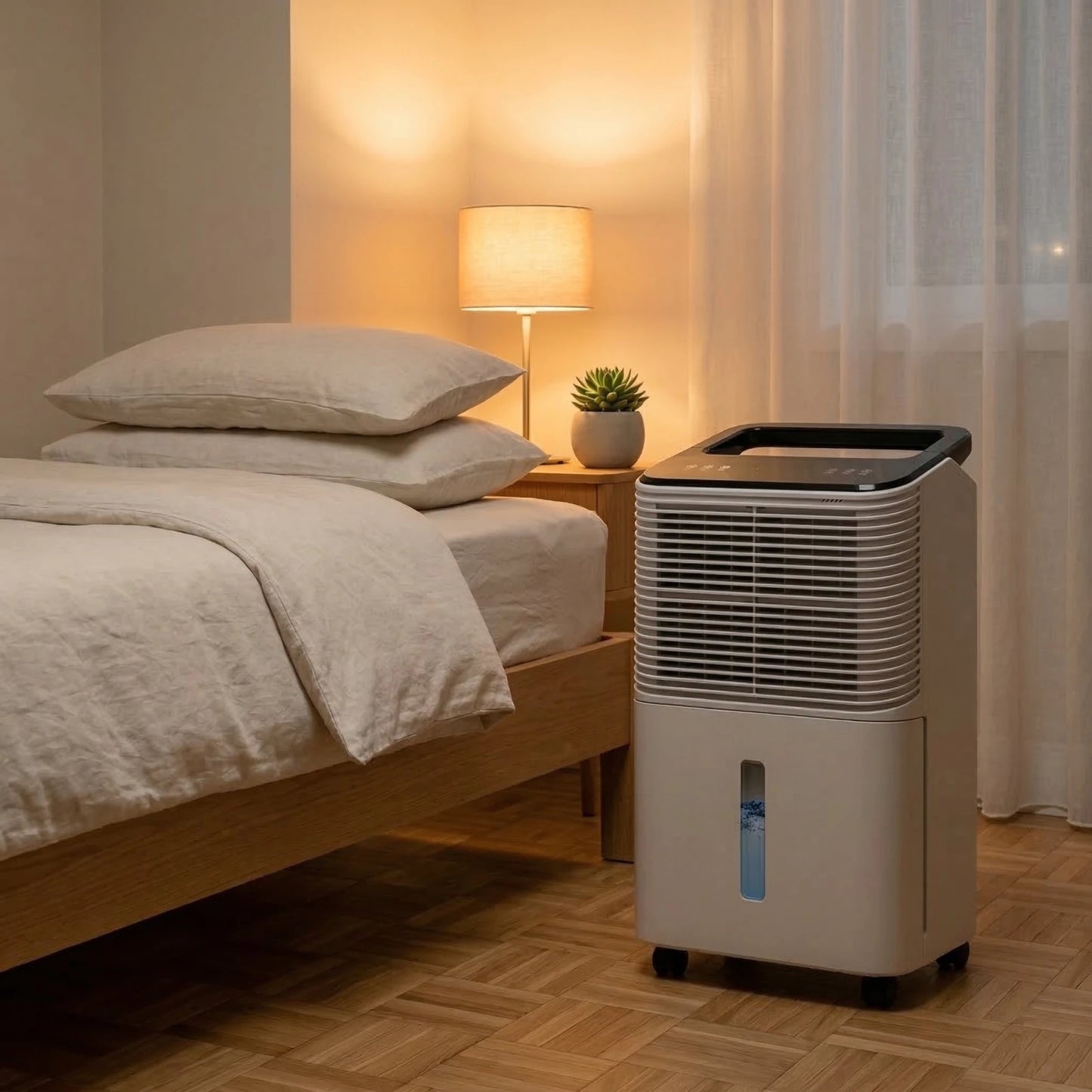Déshumidificateur à Compresseur 16L/Jour R290 – Jusqu'à 60m² – Indicateur Couleur, Minuterie 24H, Mode Nuit 30dB - Delair