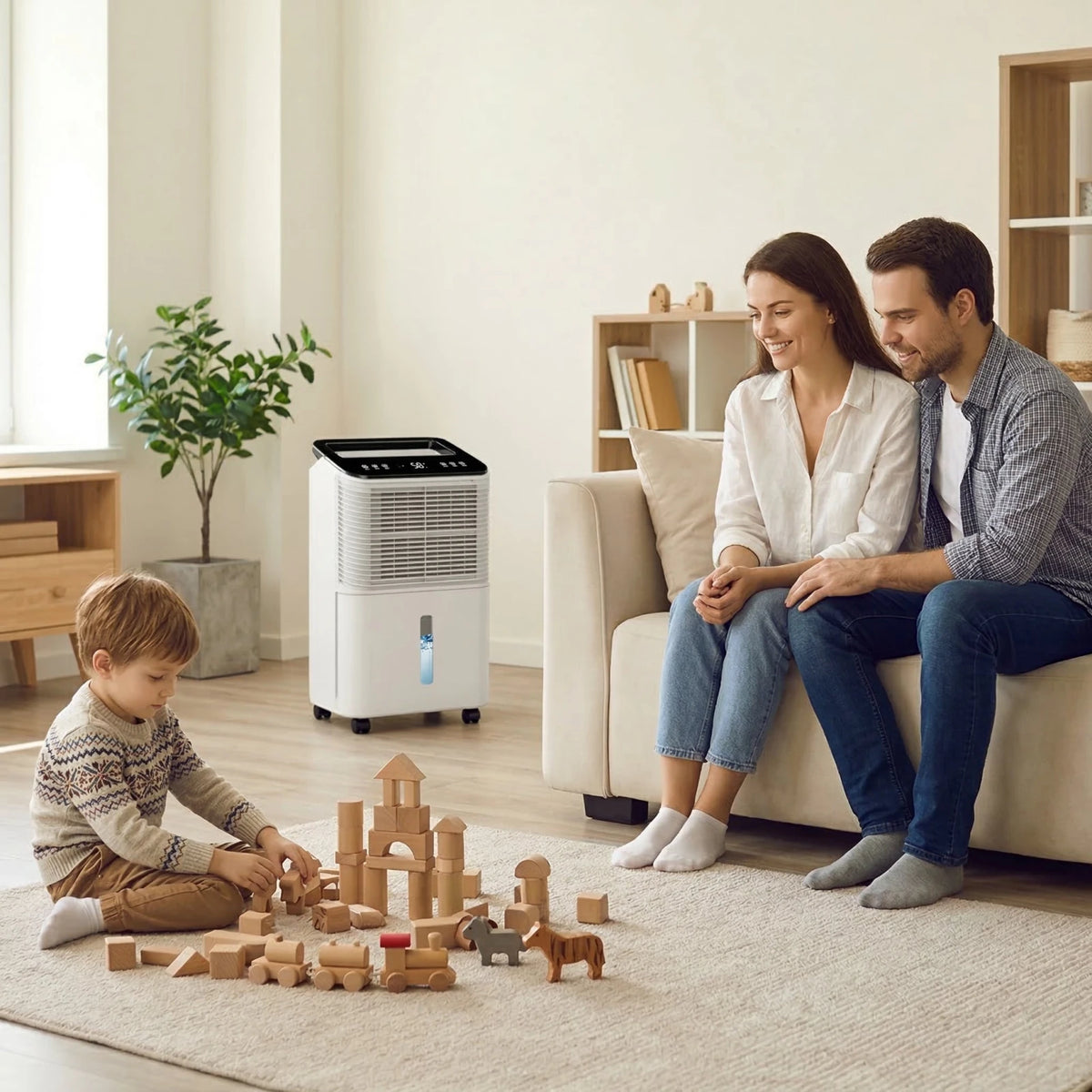 Déshumidificateur à Compresseur 16L/Jour R290 – Jusqu'à 60m² – Indicateur Couleur, Minuterie 24H, Mode Nuit 30dB - Delair