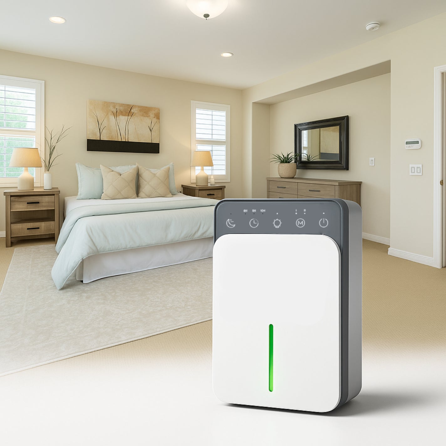 Déshumidificateur d'Air Intelligent Réservoir 1,5L – Silencieux & Programmable - Delair