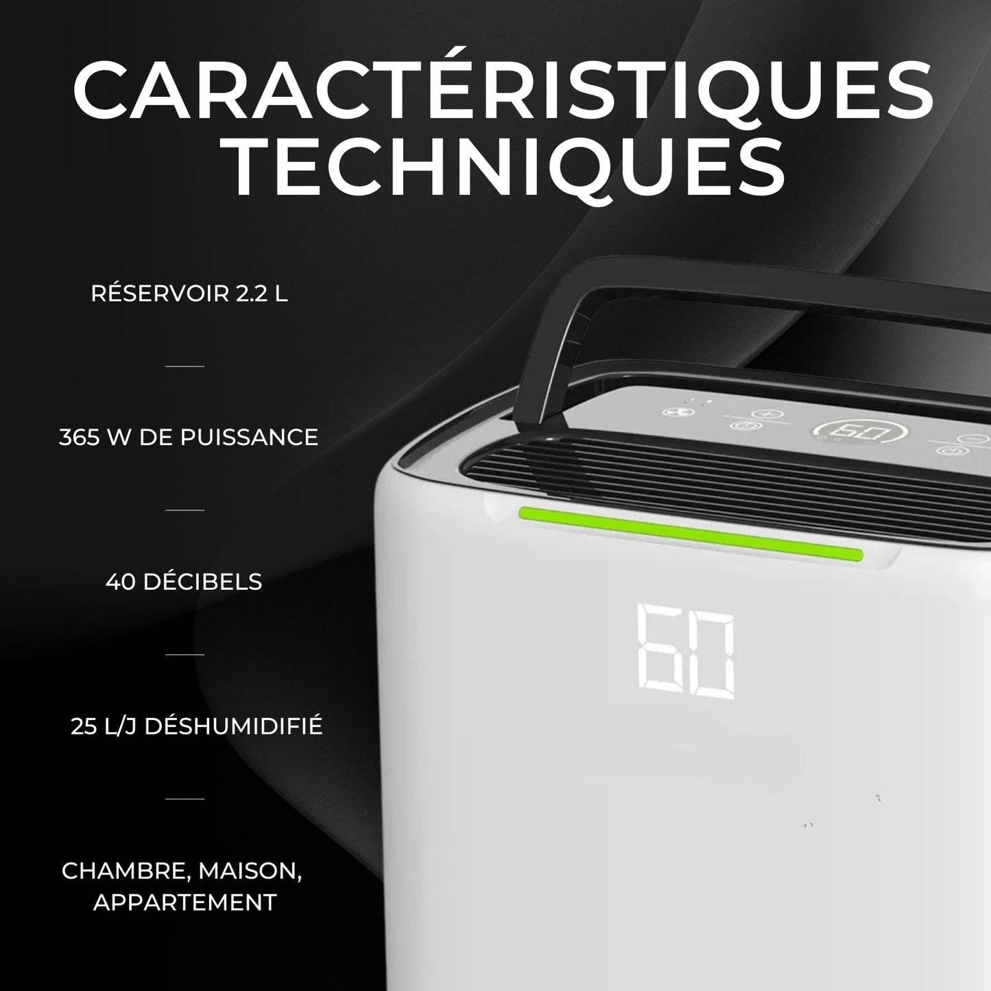 Déshumidificateur / Purificateur d'Air 25L - Silencieux pour Chambre, Maison, Appartement - Delair