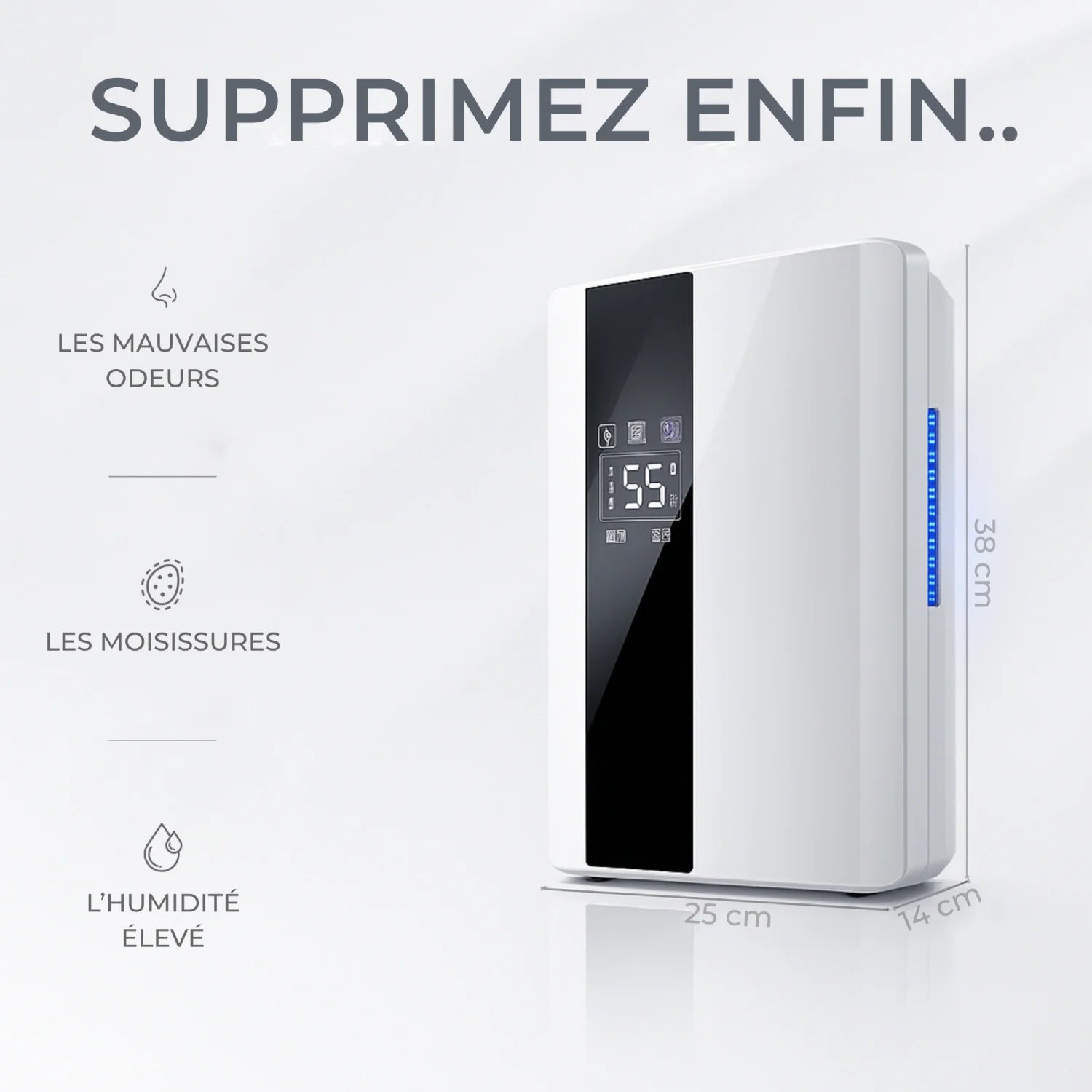 Déshumidificateur & Purificateur d'Air - Silencieux pour Maison, Chambre, Cuisine - Delair