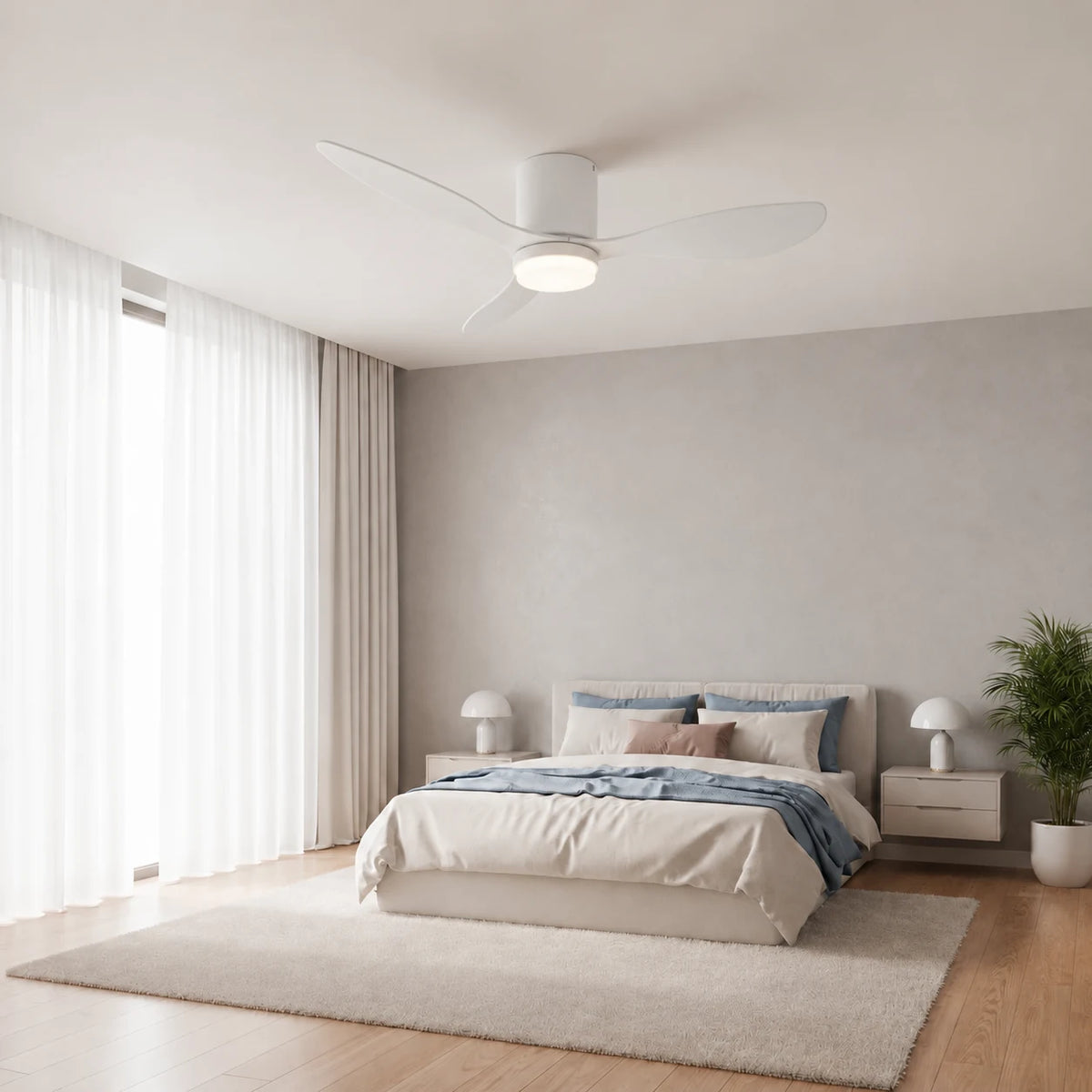 Ventilateur de plafond 3-en-1 Silencieux à Éclairage LED - MADO Blanc - Ventilateur de plafond - Delair