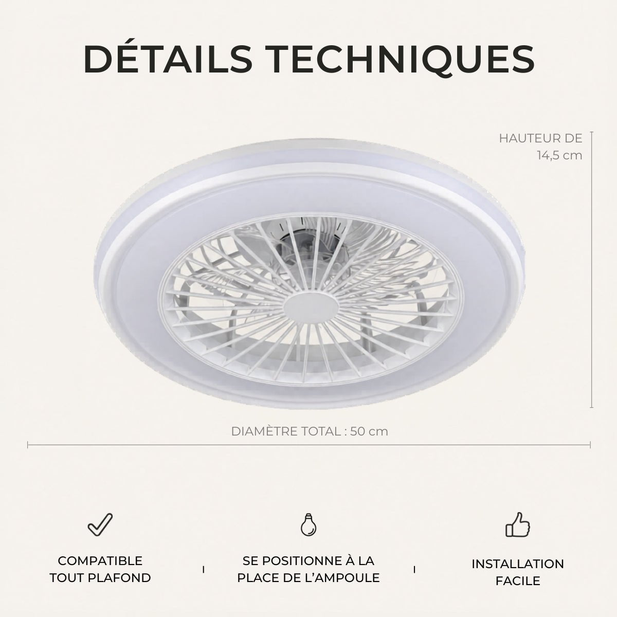Ventilateur de plafond Connecté - LED RGB & Haut-Parleur Intégré | LOVA - Ventilateur de plafond - Delair