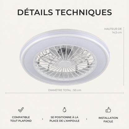 Ventilateur de plafond Connecté - LED RGB & Haut-Parleur Intégré | LOVA - Ventilateur de plafond - Delair