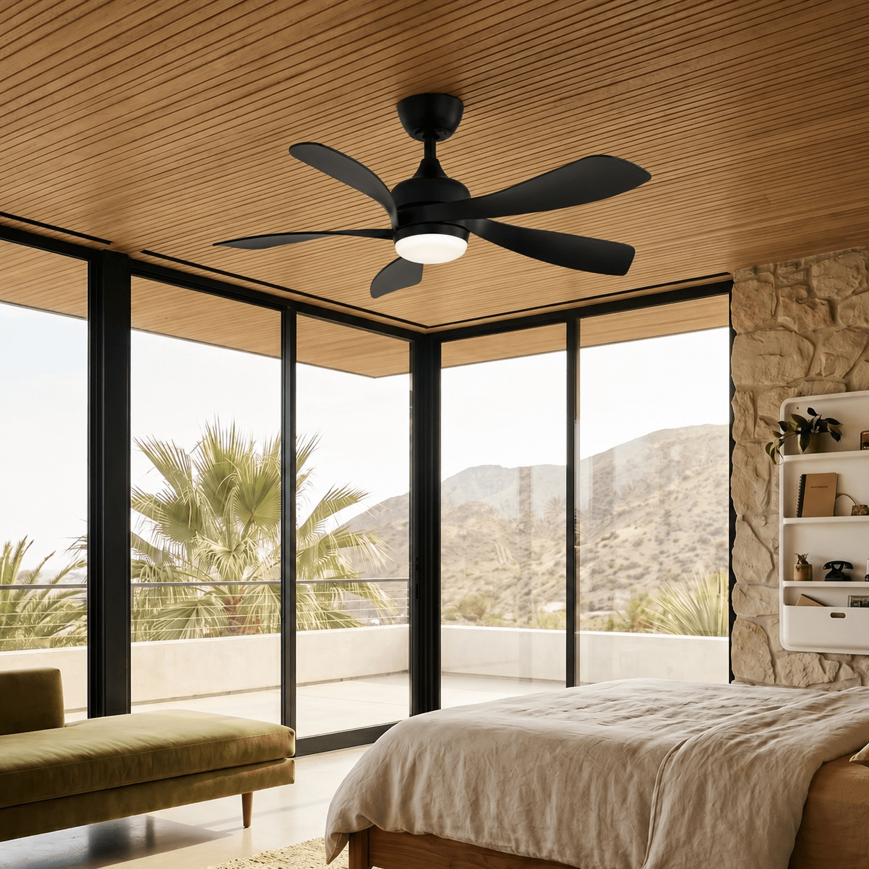 Ventilateur de Plafond en Bois 132 cm - Éclairage LED Dimmable | KOVA - Ventilateur de plafond - Delair