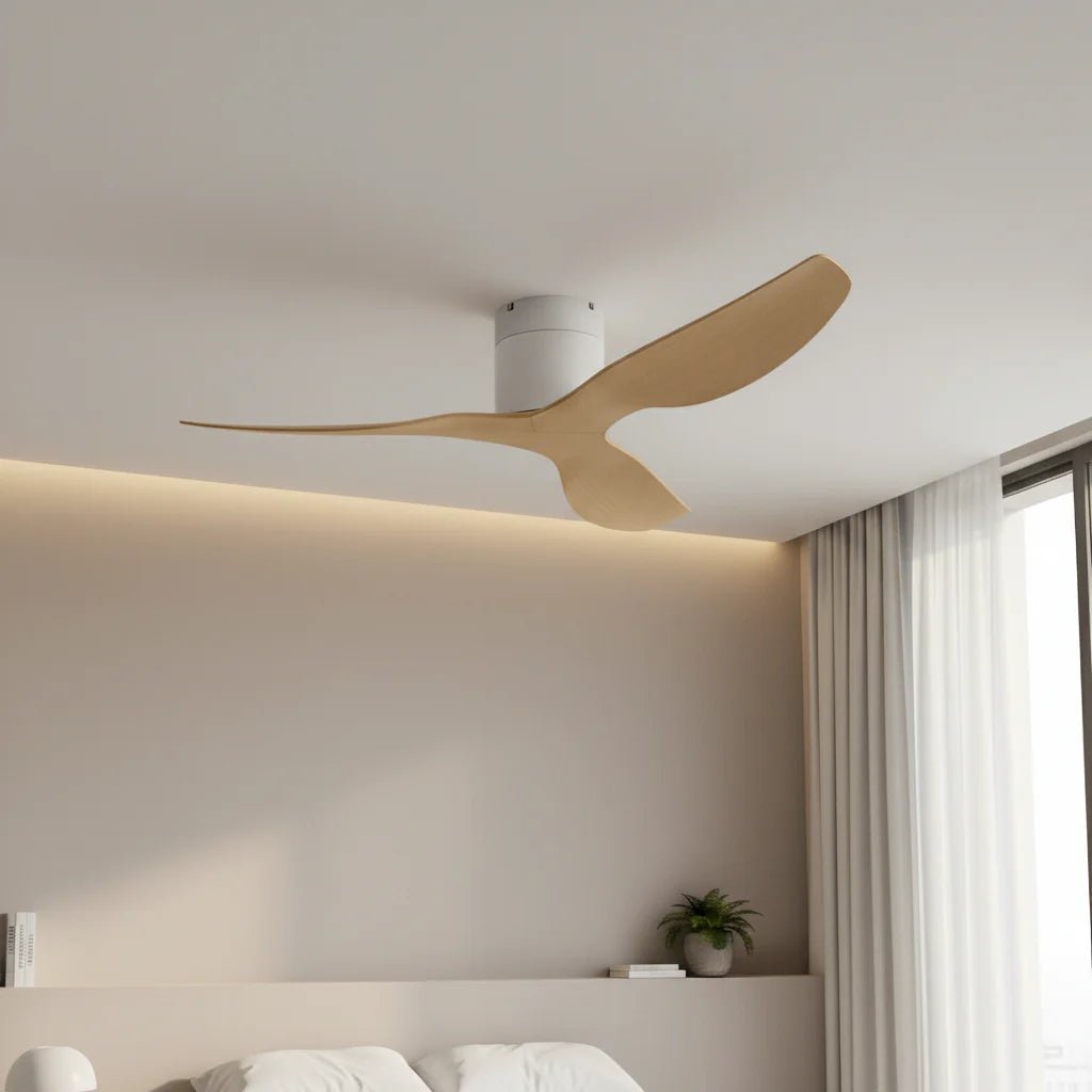 Ventilateur de Plafond Ultra-plat - Blanc & ABS Bois Clair BONO - Ventilateur de plafond - Delair