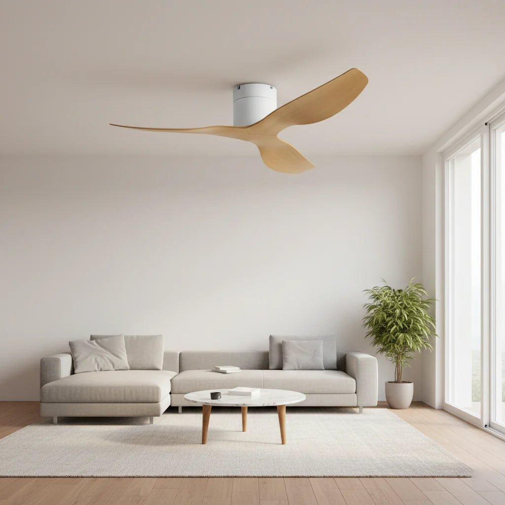 Ventilateur de Plafond Ultra-plat - Blanc & ABS Bois Clair BONO - Ventilateur de plafond - Delair