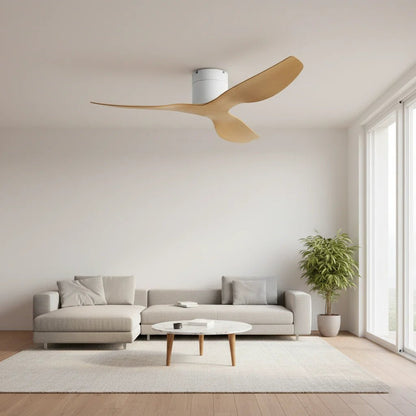 Ventilateur de Plafond Ultra-plat - Blanc & ABS Bois Clair BONO - Ventilateur de plafond - Delair