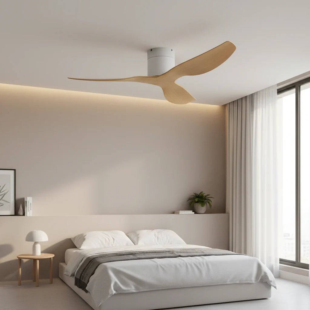 Ventilateur de Plafond Ultra-plat - Blanc & ABS Bois Clair BONO - Ventilateur de plafond - Delair