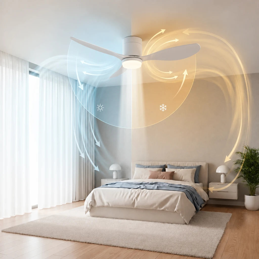 Ventilateur de Plafond Ultra-plat à Éclairage LED - Blanc & ABS Blanc TINO - Ventilateur de plafond - Delair
