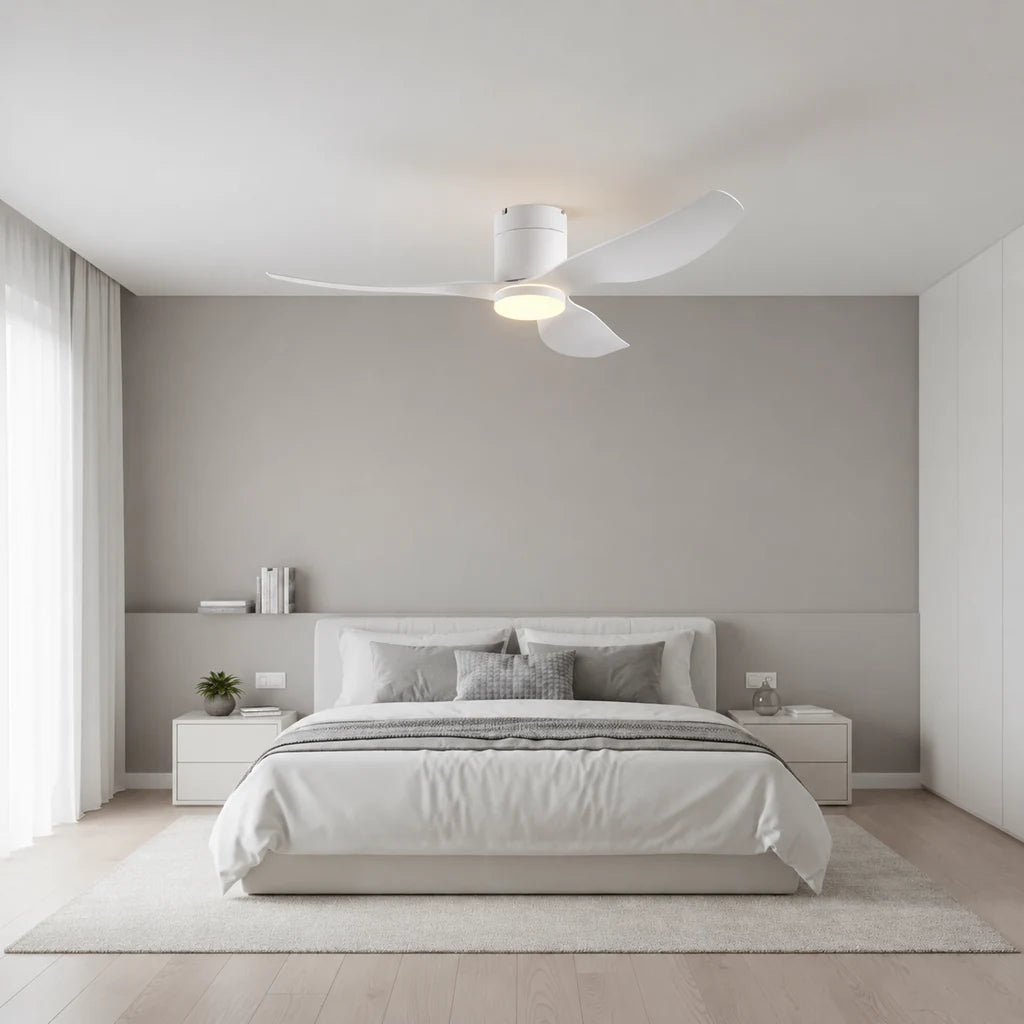 Ventilateur de Plafond Ultra-plat à Éclairage LED - Blanc & ABS Blanc TINO - Ventilateur de plafond - Delair