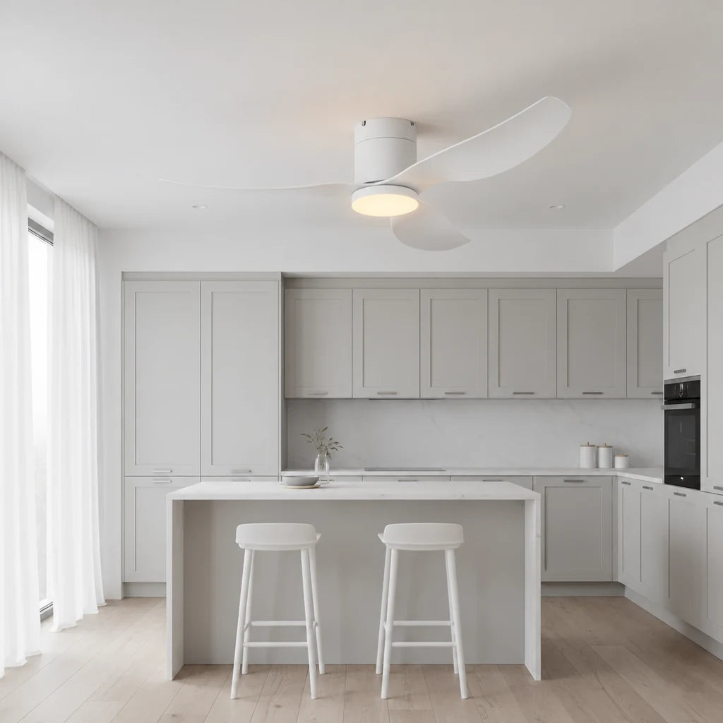 Ventilateur de Plafond Ultra-plat à Éclairage LED - Blanc & ABS Blanc TINO - Ventilateur de plafond - Delair