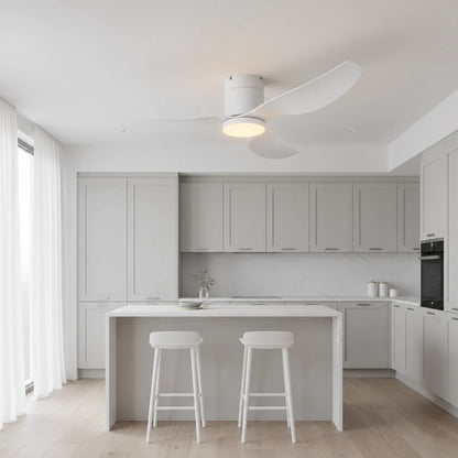 Ventilateur de Plafond Ultra-plat à Éclairage LED - Blanc & ABS Blanc TINO - Ventilateur de plafond - Delair