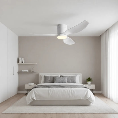 Ventilateur de Plafond Ultra-plat à Éclairage LED - Blanc & ABS Blanc TINO - Ventilateur de plafond - Delair