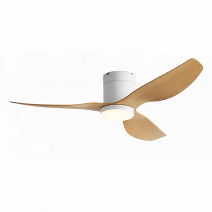 Ventilateur de Plafond Ultra-plat à Éclairage LED - Blanc & ABS Bois Clair BELO - Ventilateur de plafond - Delair