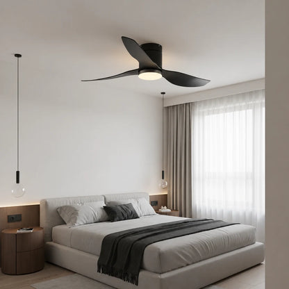 Ventilateur de Plafond Ultra-plat à Éclairage LED - Noir & ABS Noir VALO - Ventilateur de plafond - Delair