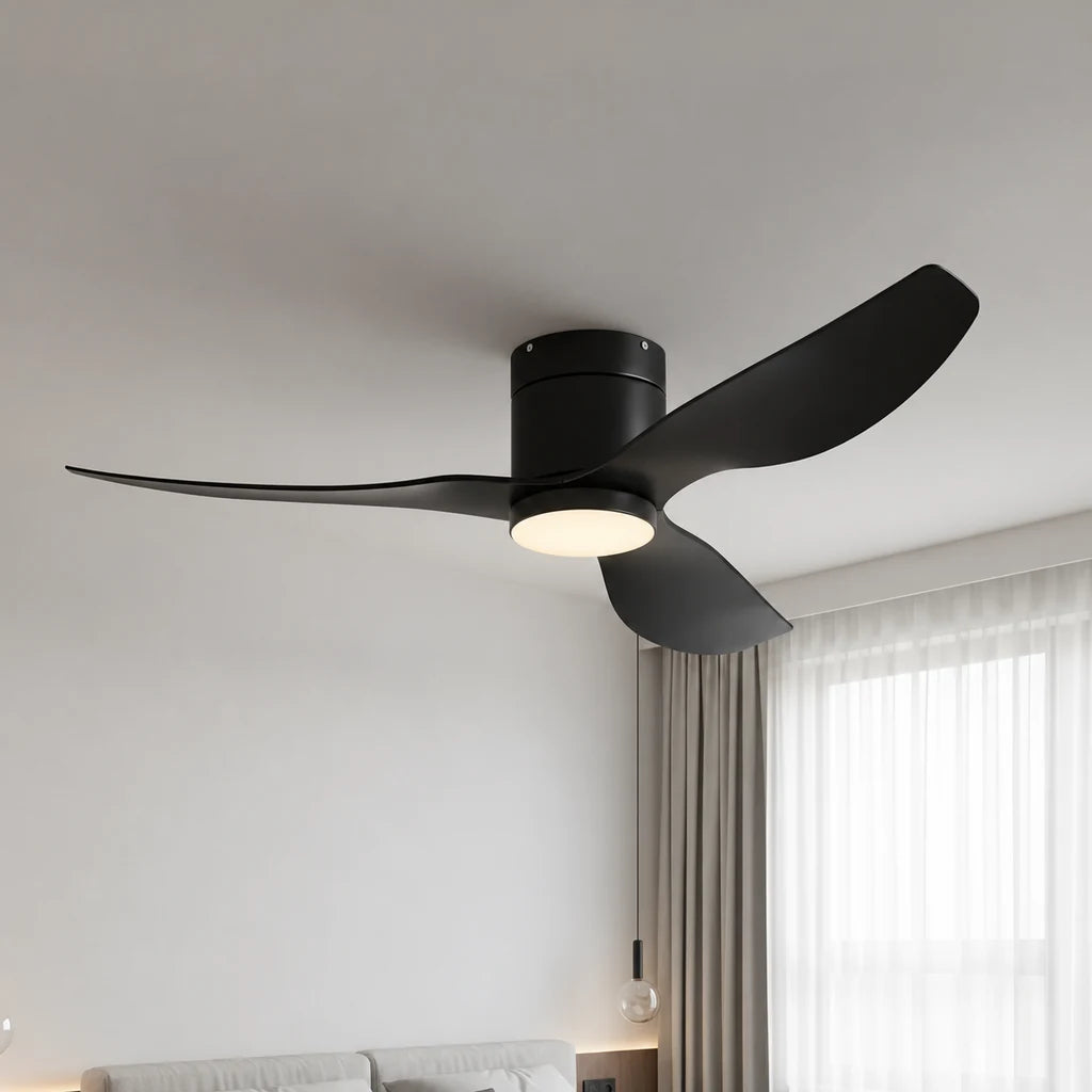 Ventilateur de Plafond Ultra-plat à Éclairage LED - Noir & ABS Noir VALO - Ventilateur de plafond - Delair