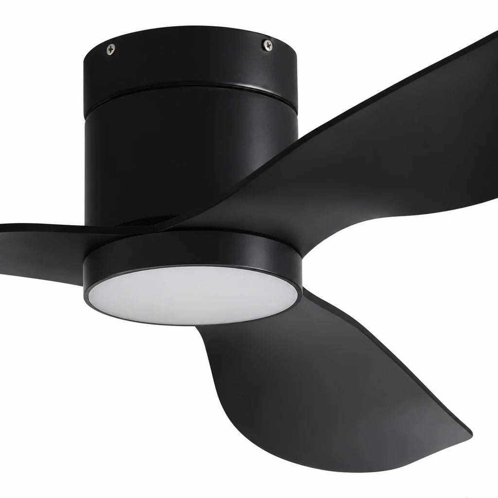 Ventilateur de Plafond Ultra-plat à Éclairage LED - Noir & ABS Noir VALO - Ventilateur de plafond - Delair