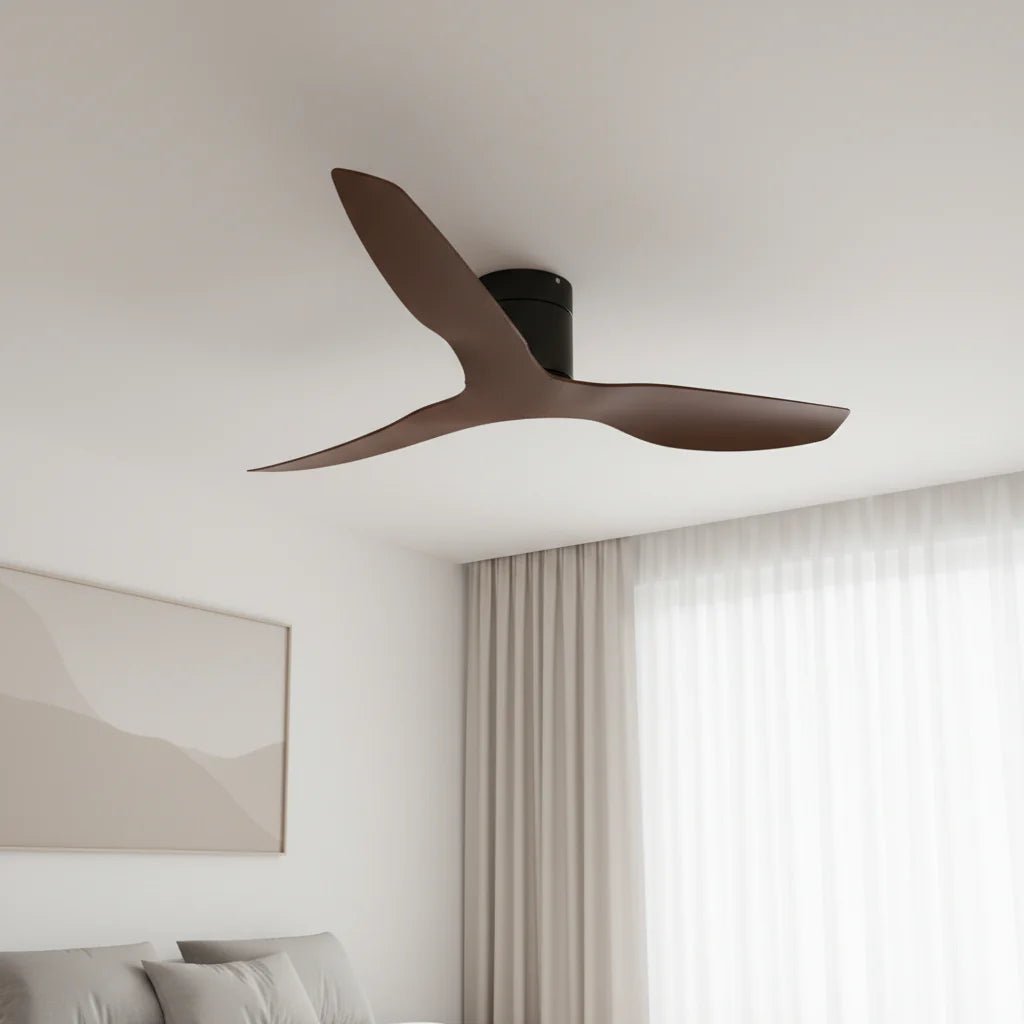 Ventilateur de Plafond Ultra-plat - Noir & ABS Bois Foncé SONO - Ventilateur de plafond - Delair