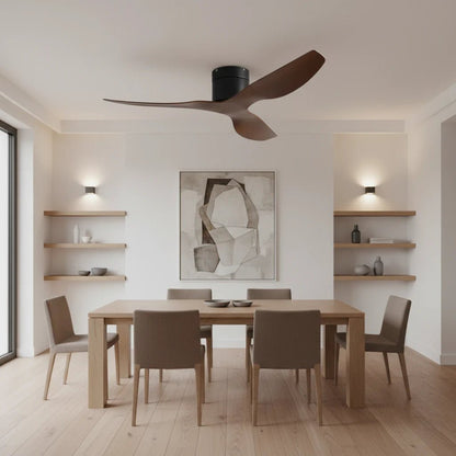 Ventilateur de Plafond Ultra-plat - Noir & ABS Bois Foncé SONO - Ventilateur de plafond - Delair