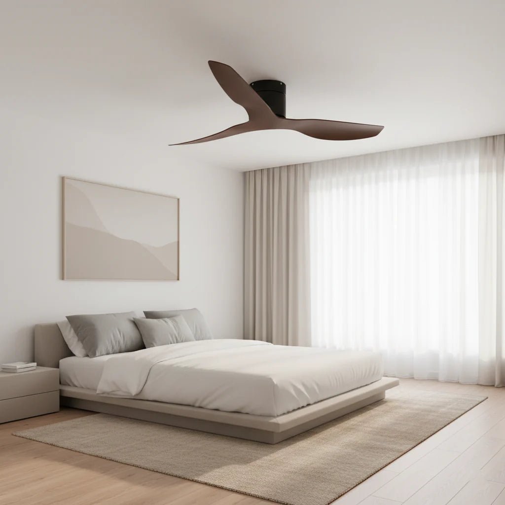 Ventilateur de Plafond Ultra-plat - Noir & ABS Bois Foncé SONO - Ventilateur de plafond - Delair