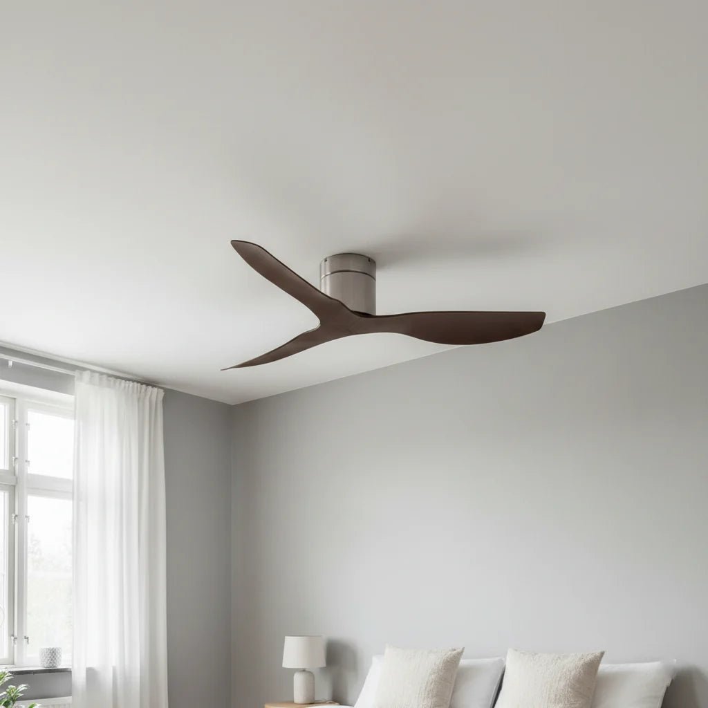 Ventilateur de Plafond Ultra Silencieux - Argent & ABS Bois Foncé MACO - Ventilateur de plafond - Delair