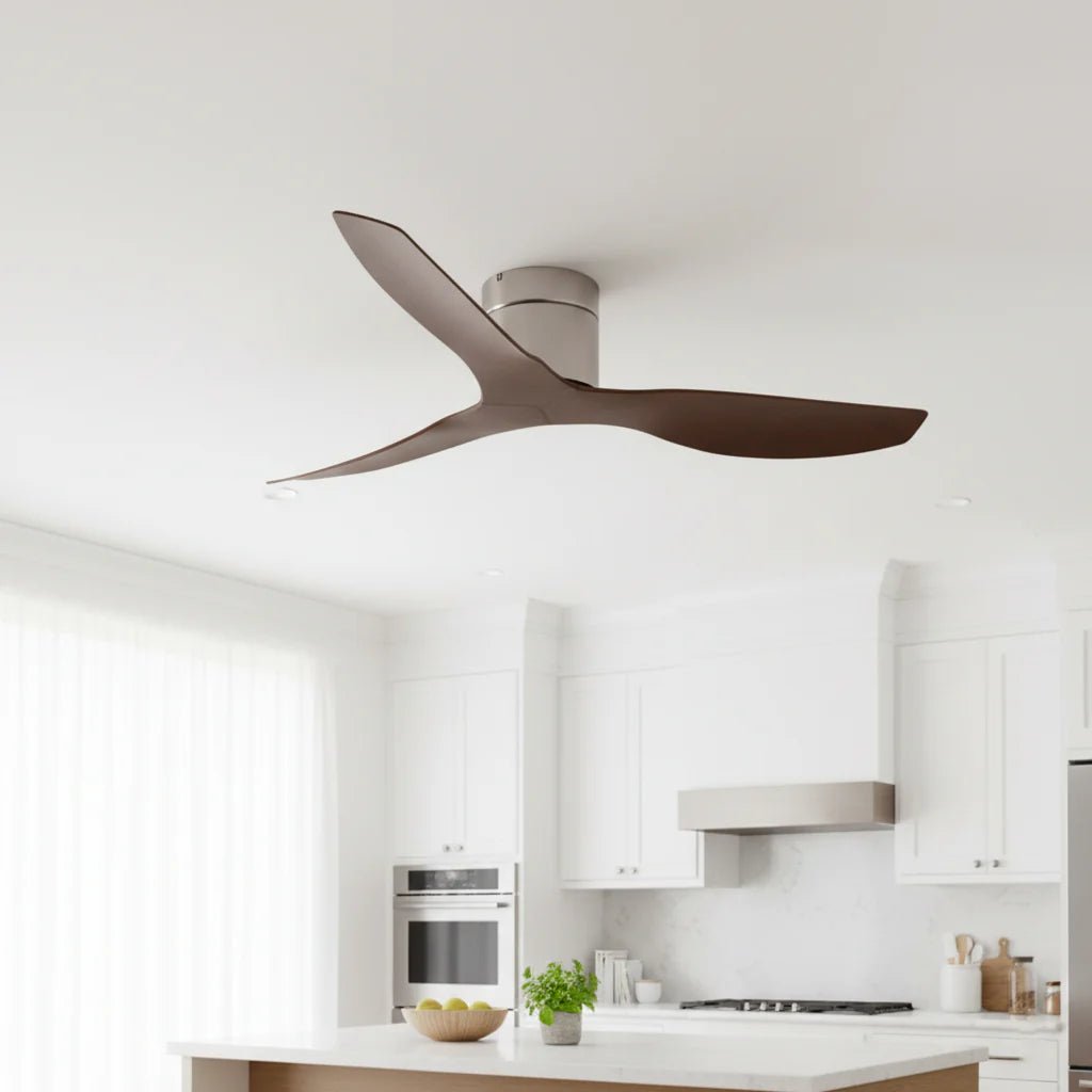 Ventilateur de Plafond Ultra Silencieux - Argent & ABS Bois Foncé MACO - Ventilateur de plafond - Delair