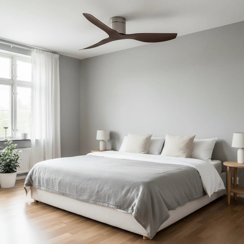 Ventilateur de Plafond Ultra Silencieux - Argent & ABS Bois Foncé MACO - Ventilateur de plafond - Delair