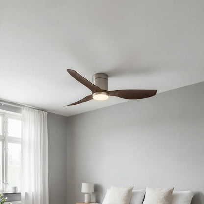 Ventilateur de Plafond Ultra Silencieux à Éclairage LED - Argent & ABS Bois Foncé MILO - Ventilateur de plafond - Delair