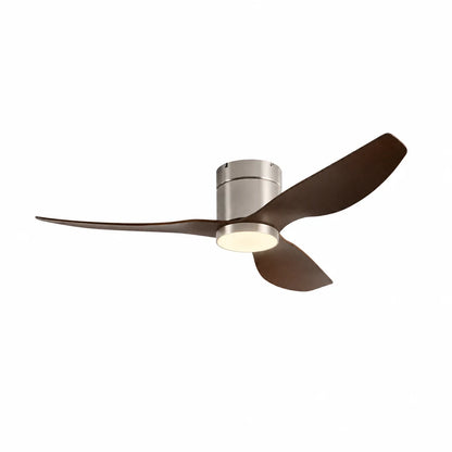 Ventilateur de Plafond Ultra Silencieux à Éclairage LED - Argent & ABS Bois Foncé MILO - Ventilateur de plafond - Delair