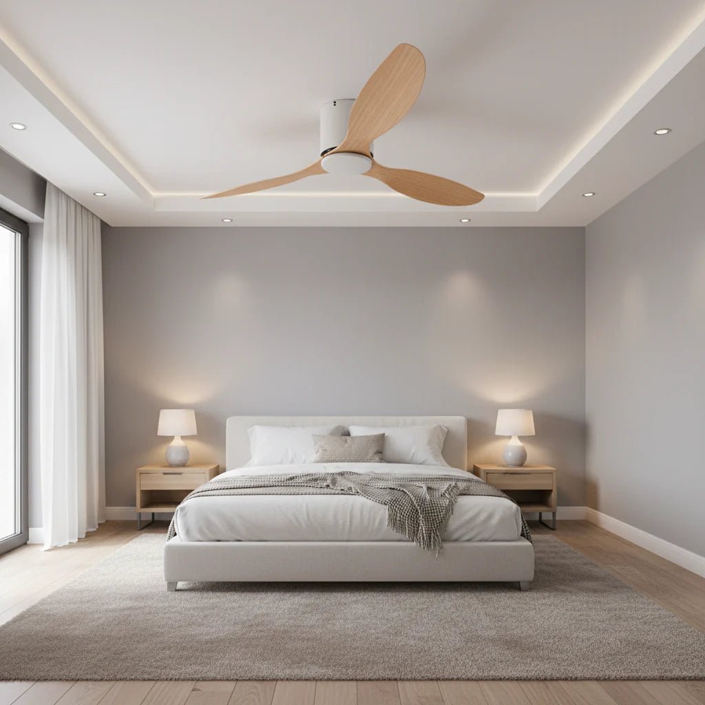 Ventilateur plafond Silencieux Moteur DC - Blanc & ABS Bois Clair NANO - Ventilateur de plafond - Delair