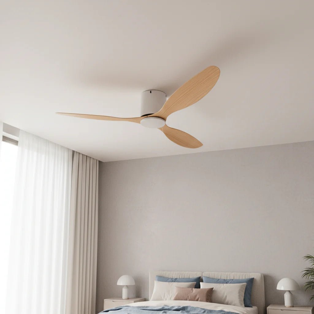Ventilateur plafond Silencieux Moteur DC - Blanc & ABS Bois Clair NANO - Ventilateur de plafond - Delair