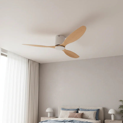 Ventilateur plafond Silencieux Moteur DC - Blanc & ABS Bois Clair NANO - Ventilateur de plafond - Delair